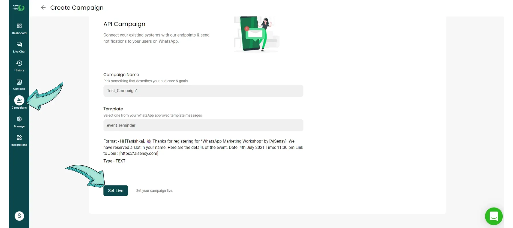 WhatsApp API Campaign in AiSensy App.webp