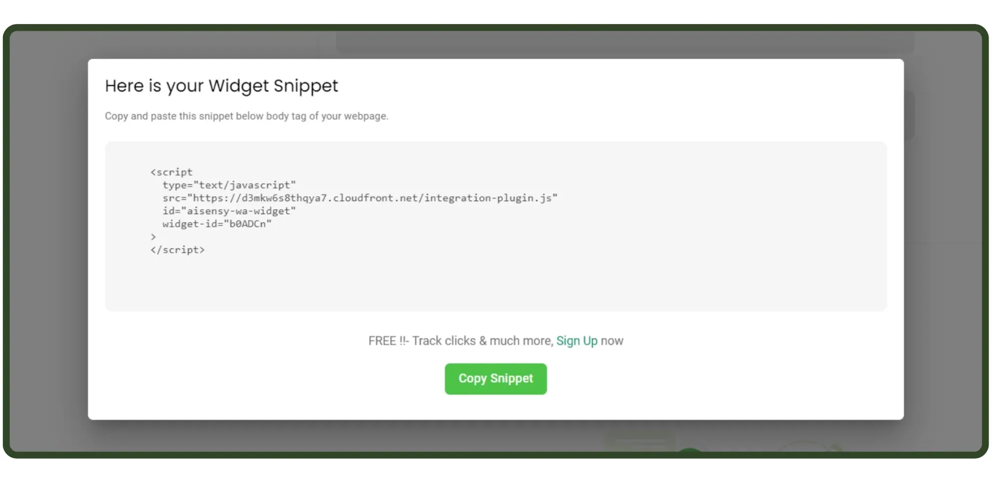 Generate & paste snippet code below body tag of Webpage.webp