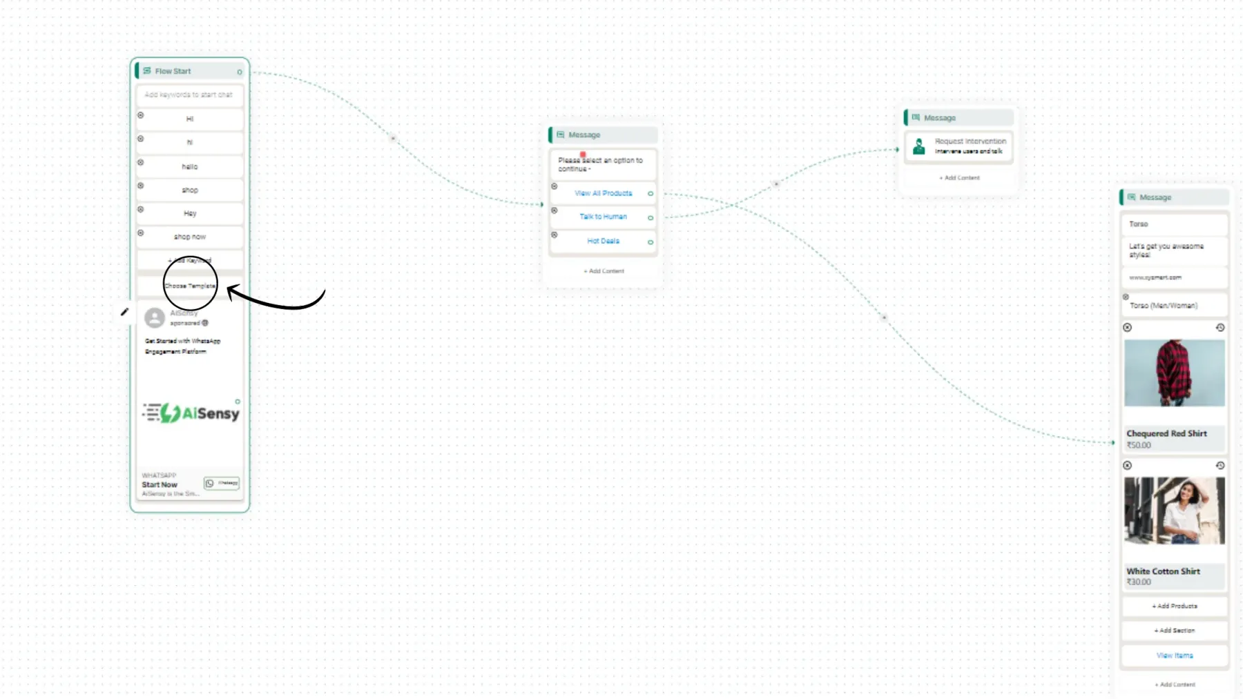 Click Choose Template from the Flow Start element.webp