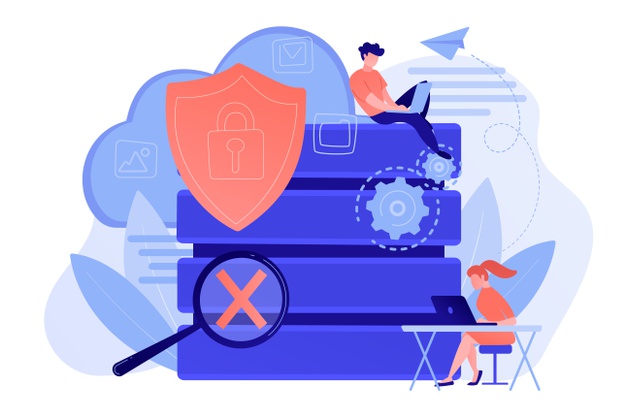 protection shield with lock magnifier users working with protected data internet security privacy data protection safe work concept vector isolated illustration 335657 2147 1